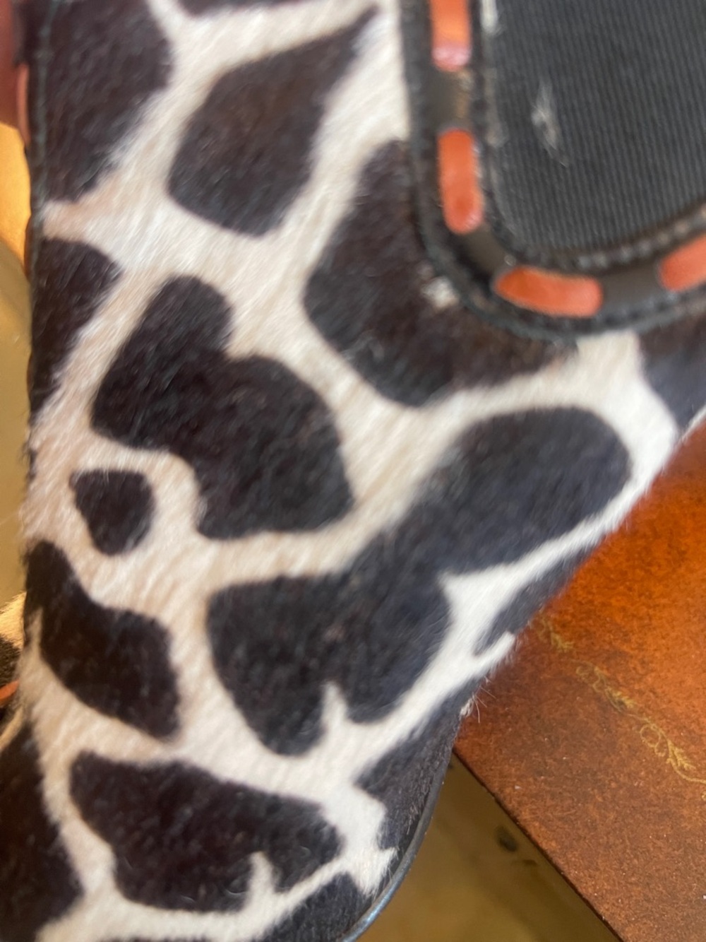 Donald J. Pliner Black & White Giraffe Print Pointed Ankle Boots - Picture 2 of 4